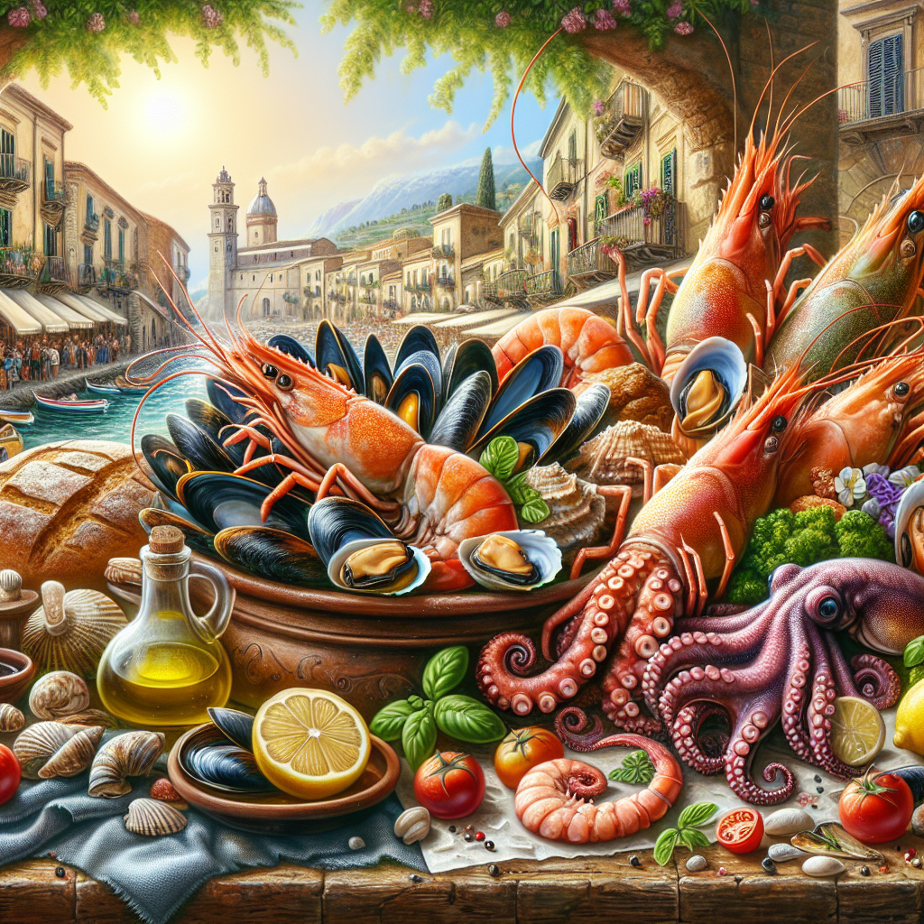 A delightful seafood platter showcasing Sicilian specialties